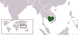 Karte Asien, Kambodscha hervorgehoben