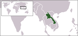 Weltkarte, Laos hervorgehoben